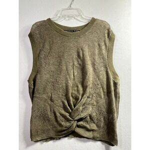 Veronica Beard Kellen Twist Front Pointelle Linen Best Sweater XL Linen Blend